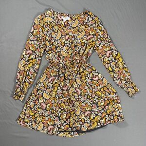 BB Dakota Steve Madden Dress Small Black V Neck Balloon Sleeve Elastic Waist